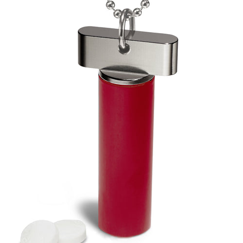 Red Keychain & Necklace Pill Holder