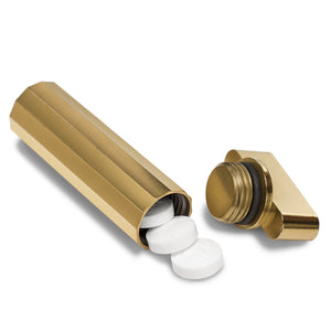 Faceted Gold Keychain Pill Holder – gold pill holder keychain, machined in the USA (view 2)