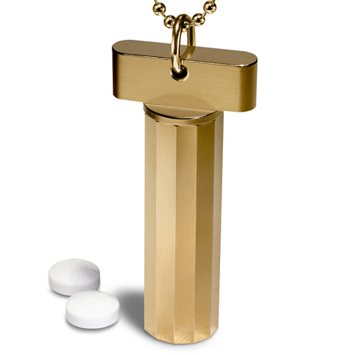 Faceted Gold Keychain & Necklace Pill Holder