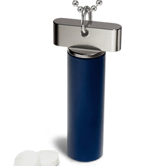 Navy & Stainless Steel Keychain Pill Holder