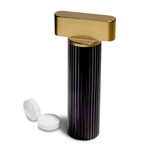 Black & Gold Keychain Pill Holder &ndash; black and gold pill holder keychain, machined in the USA (view 3)