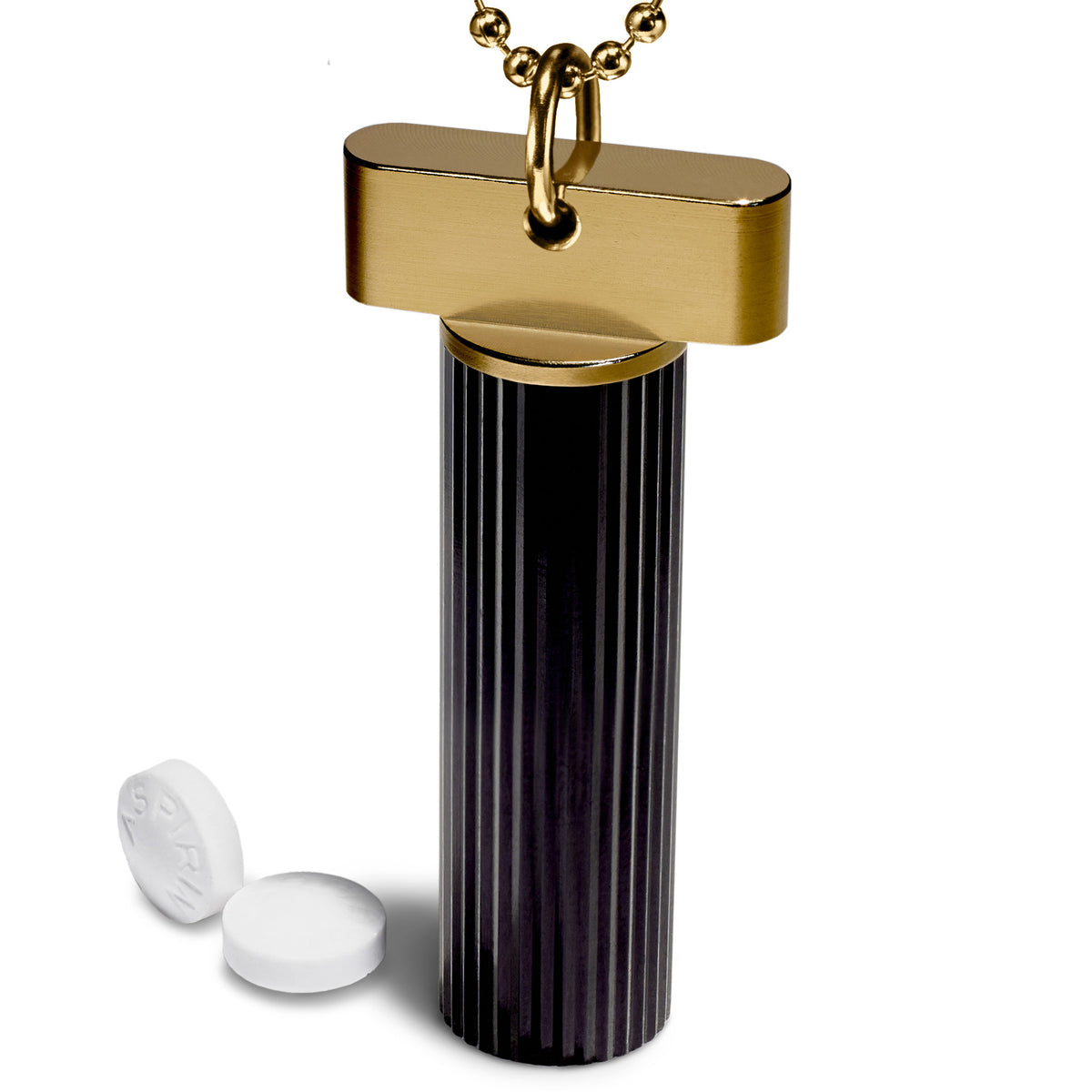 Black and gold designer pill holder