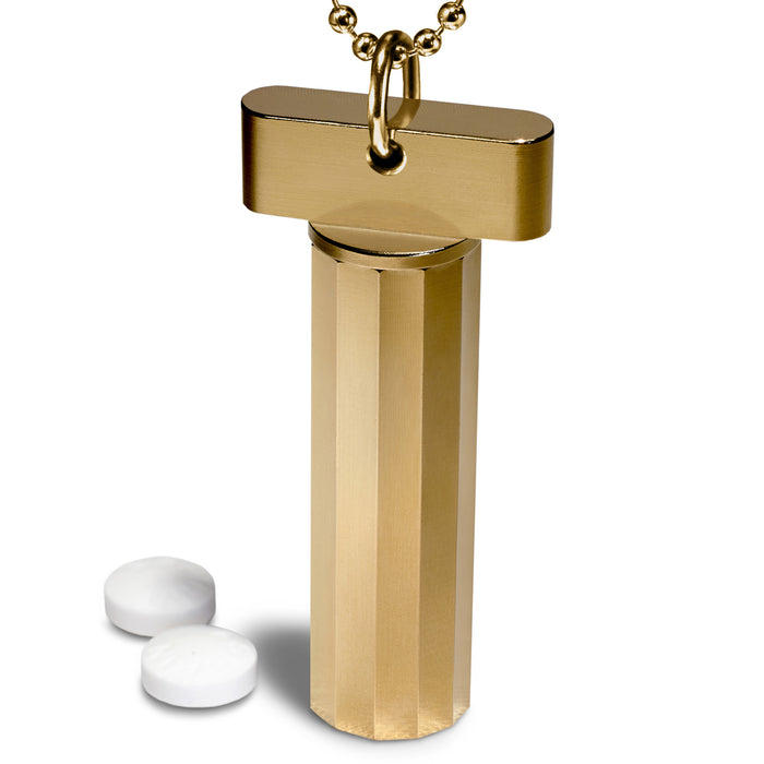 Faceted Gold Keychain & Necklace Pill Holder