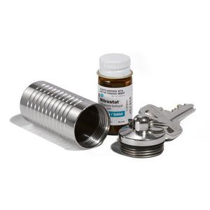 Nitro Bottle Holder - Wide Single Chamber Pill Holder &ndash; nitroglycerin bottle holder keychain, machined in the USA (view 2)