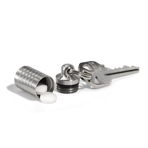 Petite Slim Single Chamber Keychain Pill Holder &ndash; small pill holder keychain, machined in the USA (view 2)