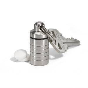 Petite Slim Single Chamber Keychain Pill Holder &ndash; small pill holder keychain, machined in the USA (view 1)