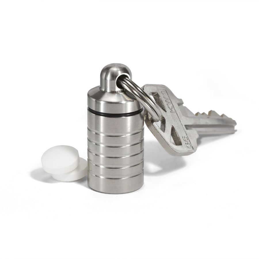 Petite Slim Single Chamber Keychain Pill Holder &ndash; small pill holder keychain, machined in the USA