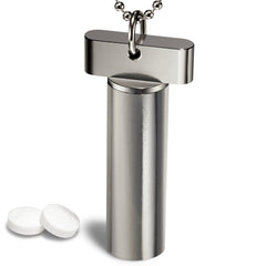 Polished Stainless Steel Keychain Pill Holder